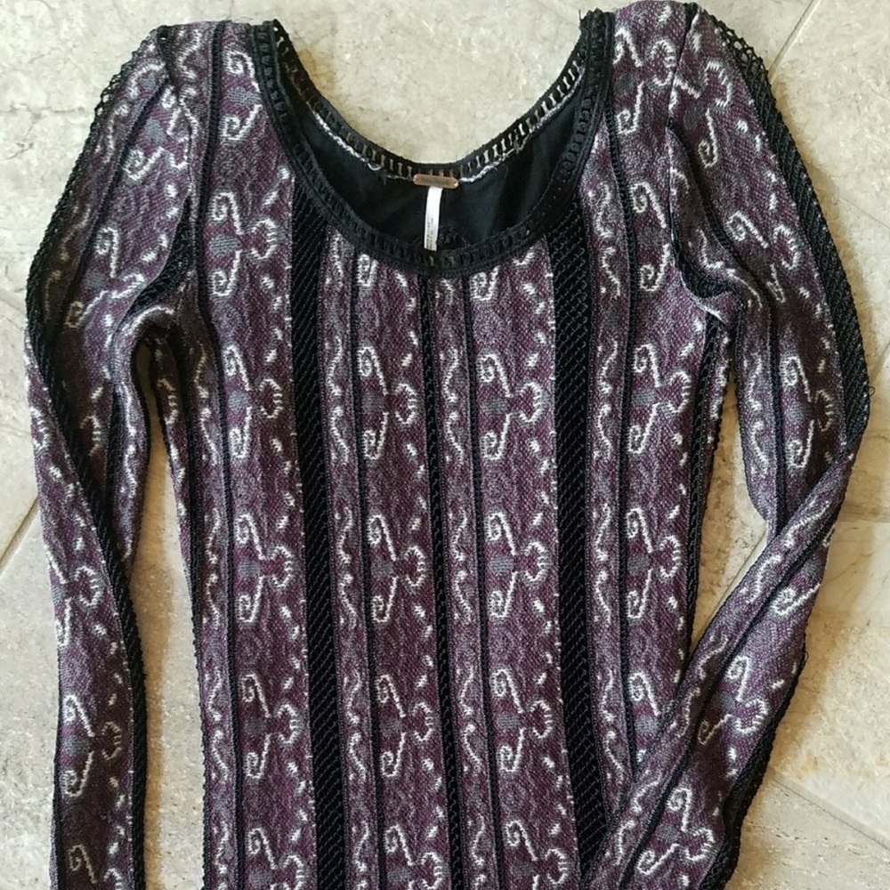 Free People Purple and Black Mini Dress